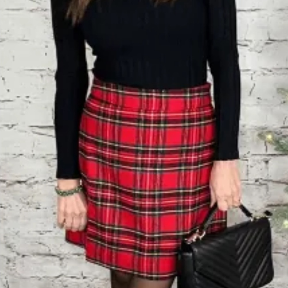 Un Deux Trois sz 4/6 Red Plaid Women's Skirt tartan classic preppy style vintage
